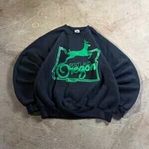 Boxy Black Portland Oregon Crewneck Sweatshirt